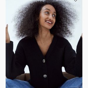 Black rib knit cardigan